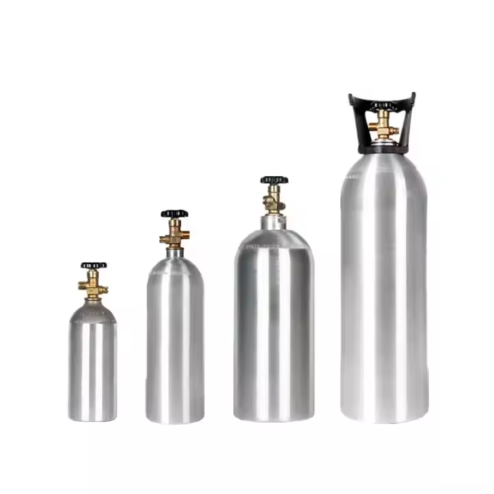 Seamless high pressure Aluminum co2 gas cylinder for beverage and food industry.